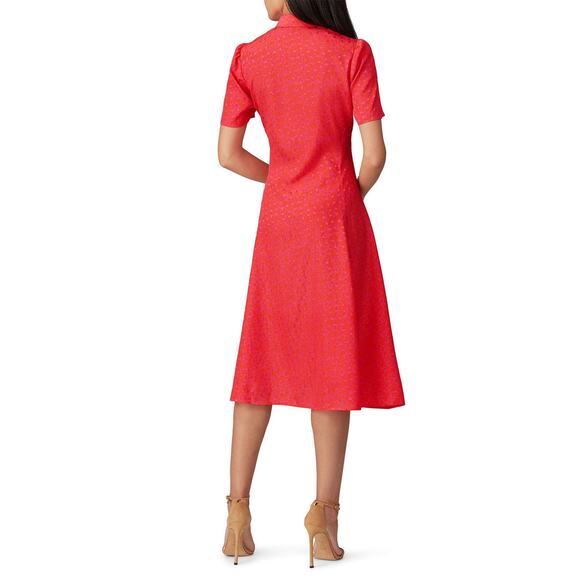 Tara Jarmon Rozenn Pink Heart Collared Shirt Short Sleeve Midi Dress Size 10 - Picture 3 of 16